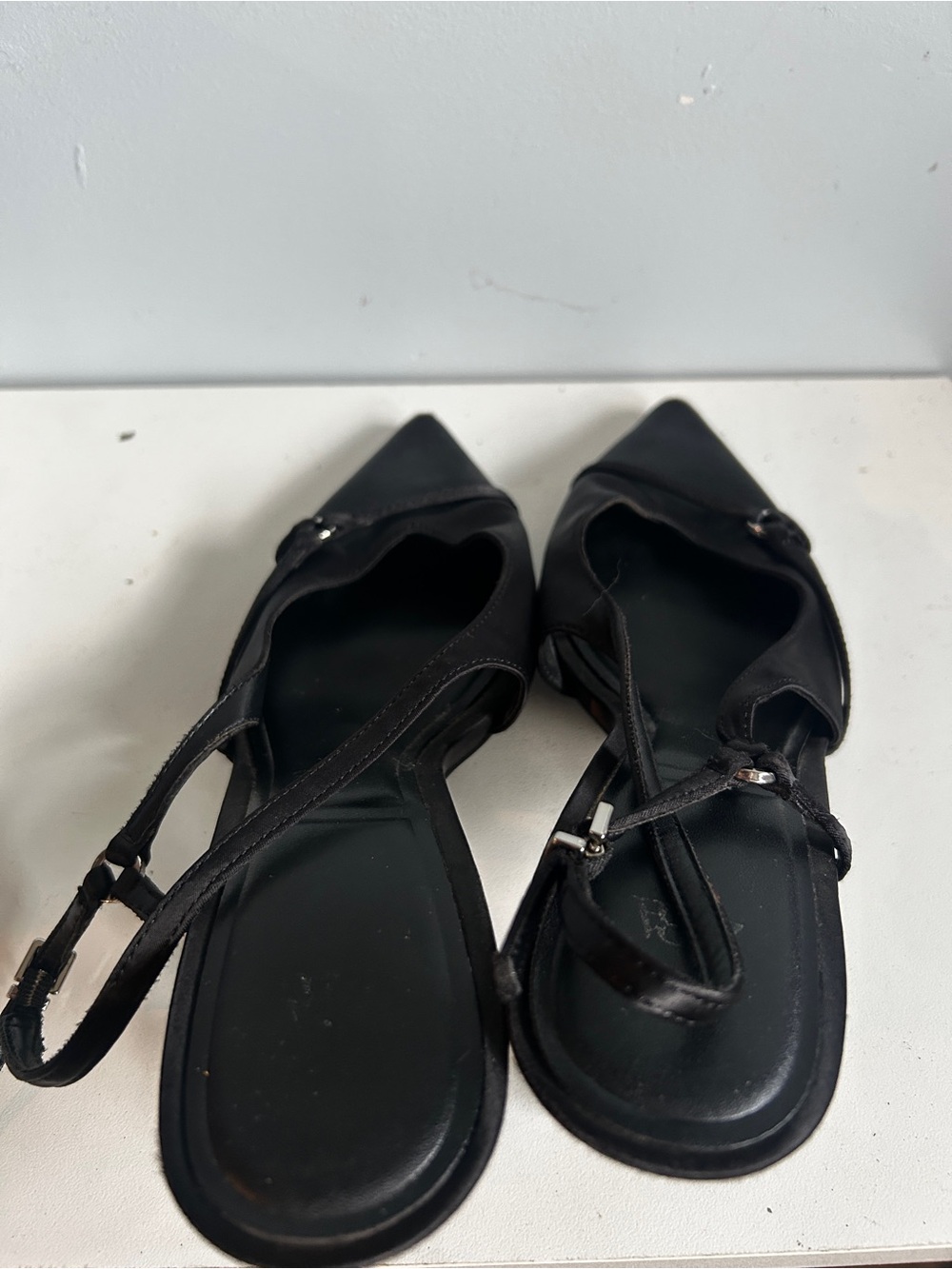 Black Pointed Toe Slingback Flats - Women's Dress Shoes